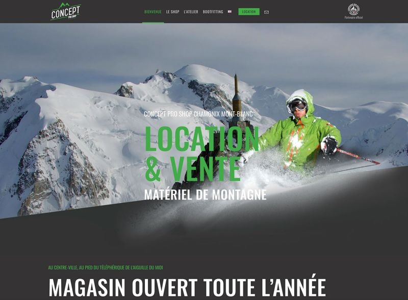 Modèle de site web créé avec WordPress et l'IA pour les magasins de sport, location et vente