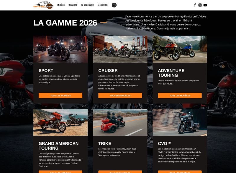 Exemple de site web créé avec WordPress et l'IA pour les concessions moto et automobile