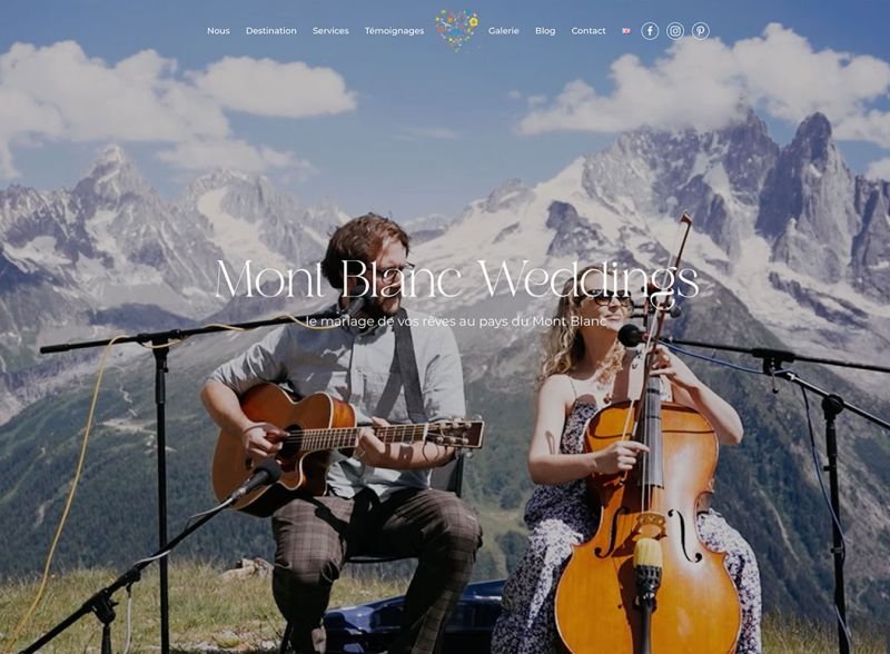 Exemple de site web créé avec WordPress pour un mariage